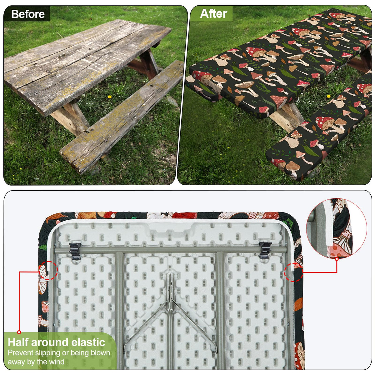 Play Tailor easy-install design allows solo-setup for quick outdoor dining