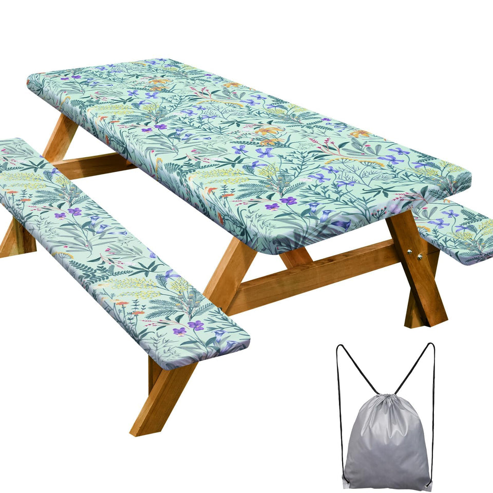 Play Tailor picnic table cover 72in gray blue protects your table from spills and stains