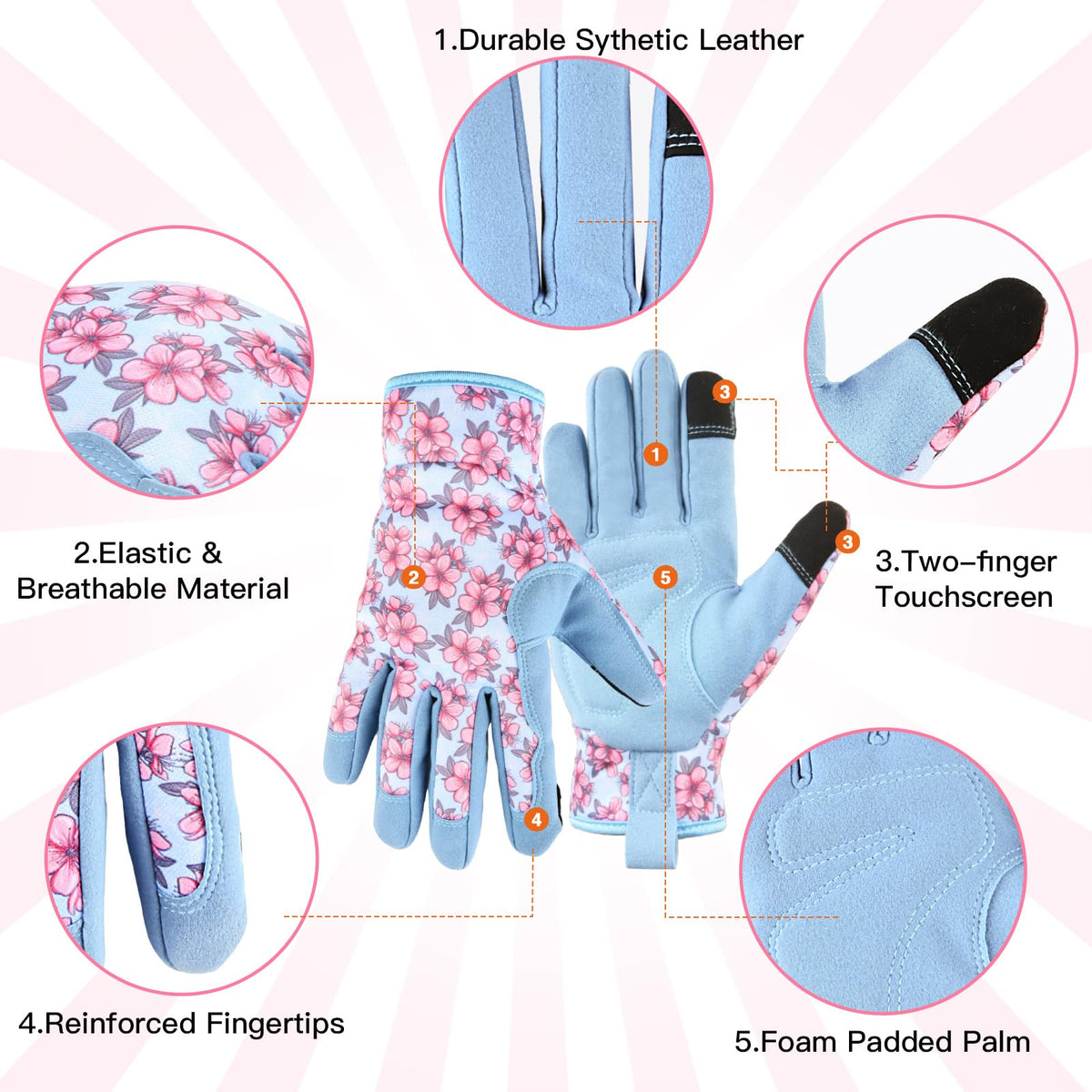 PLAYWO Garden Gloves padded-palm provide comfort during weeding and planting.