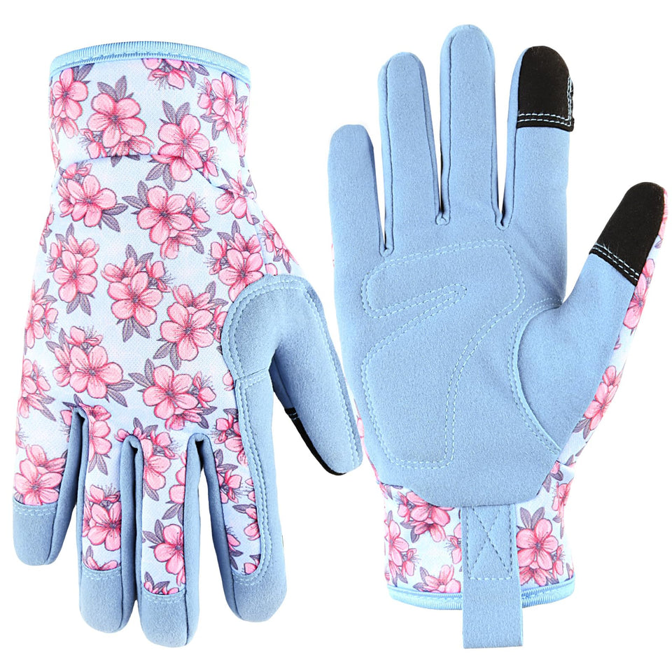 PlayWO women's gardening gloves with microfiber palm for durable grip during tasks