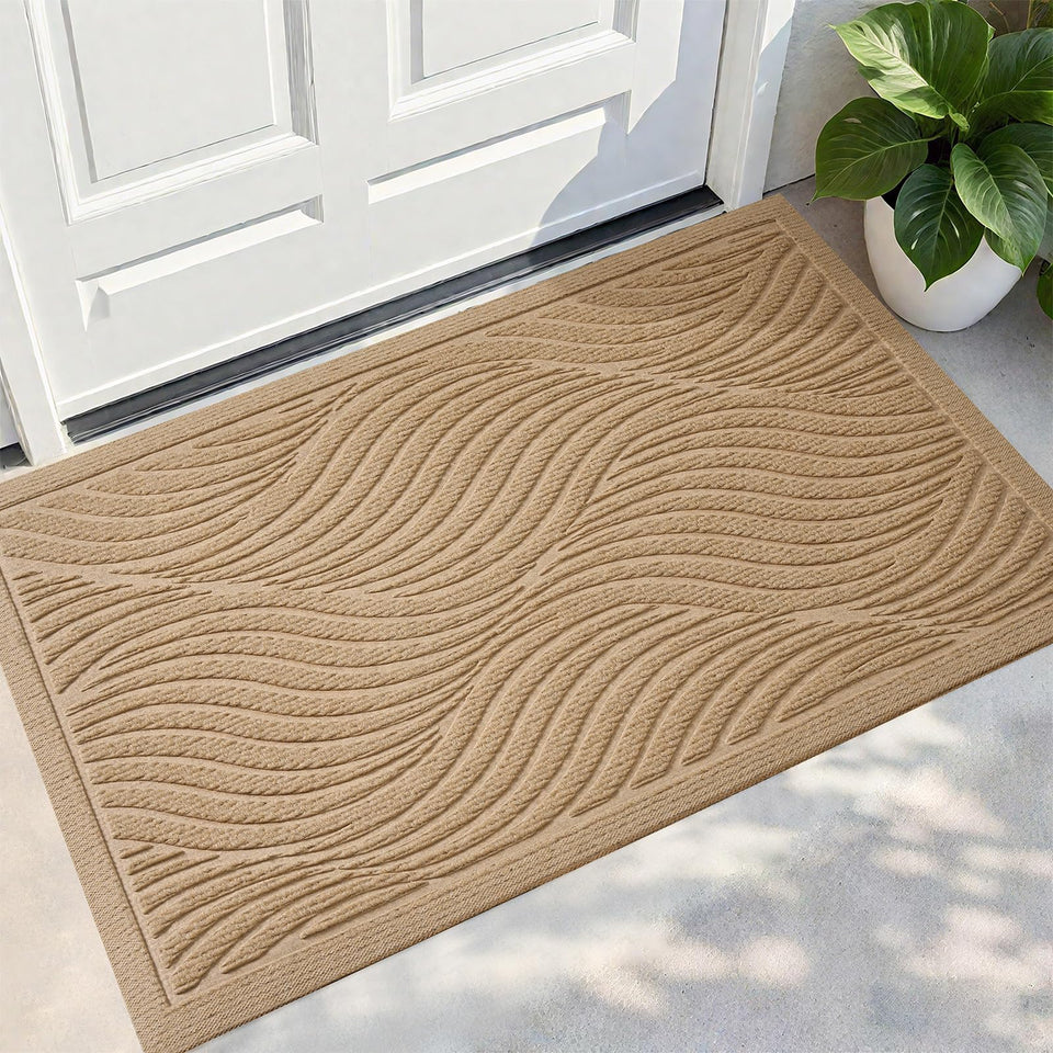 PLEASOR front door mat absorbent; reduces moisture at the doorway.
