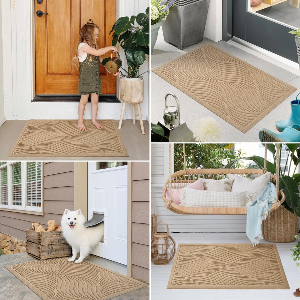 PLEASOR indoor outdoor welcome mat ideal for busy entryways and pet households.