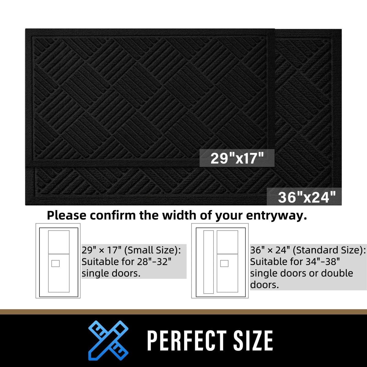 PLEASOR low-profile entry mat fits under doors without snagging.