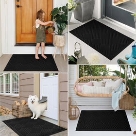 PLEASOR non-slip backing keeps the mat in place on various floor surfaces.