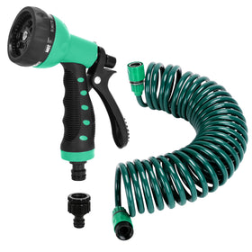 Pleasthome Recoil 25ft garden hose extended for easy yard watering and compact storage.