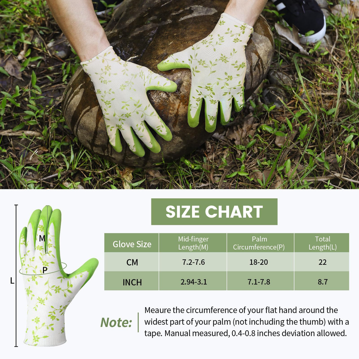 Pleneal elastic-wrist design keeps dirt out and hands clean