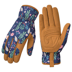 Pleneal leather gardening gloves for women with thorn-proof protection and comfortable fit.