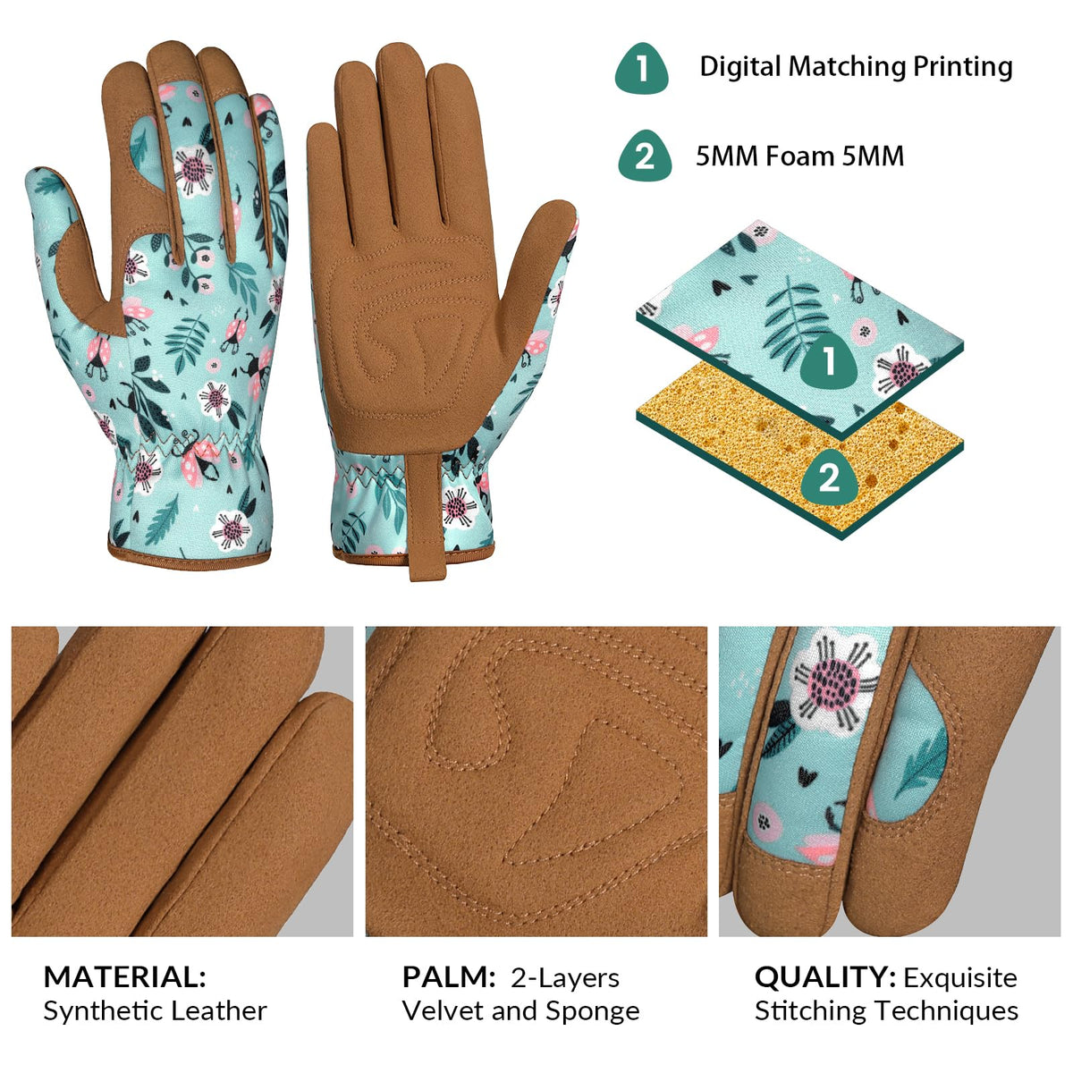 Elastic wrist area demonstrates secure fit during weeding and light outdoor work.