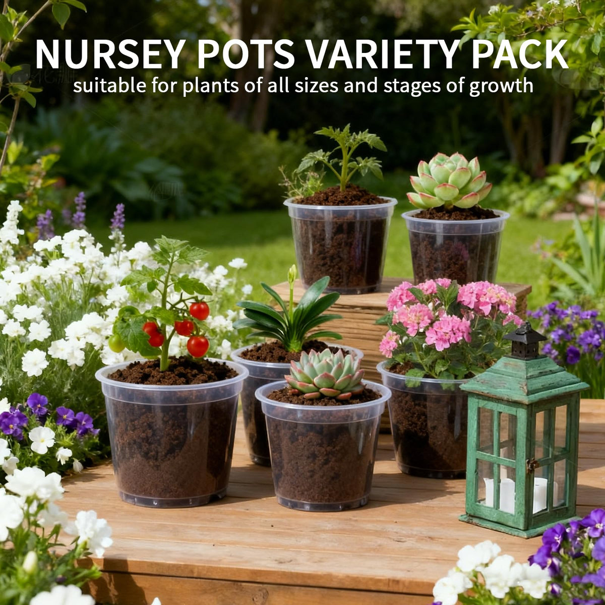Plgardpo clear nursery pot 6-inch with drainage for seedlings.