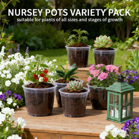 Plgardpo clear nursery pot 6-inch with drainage for seedlings.