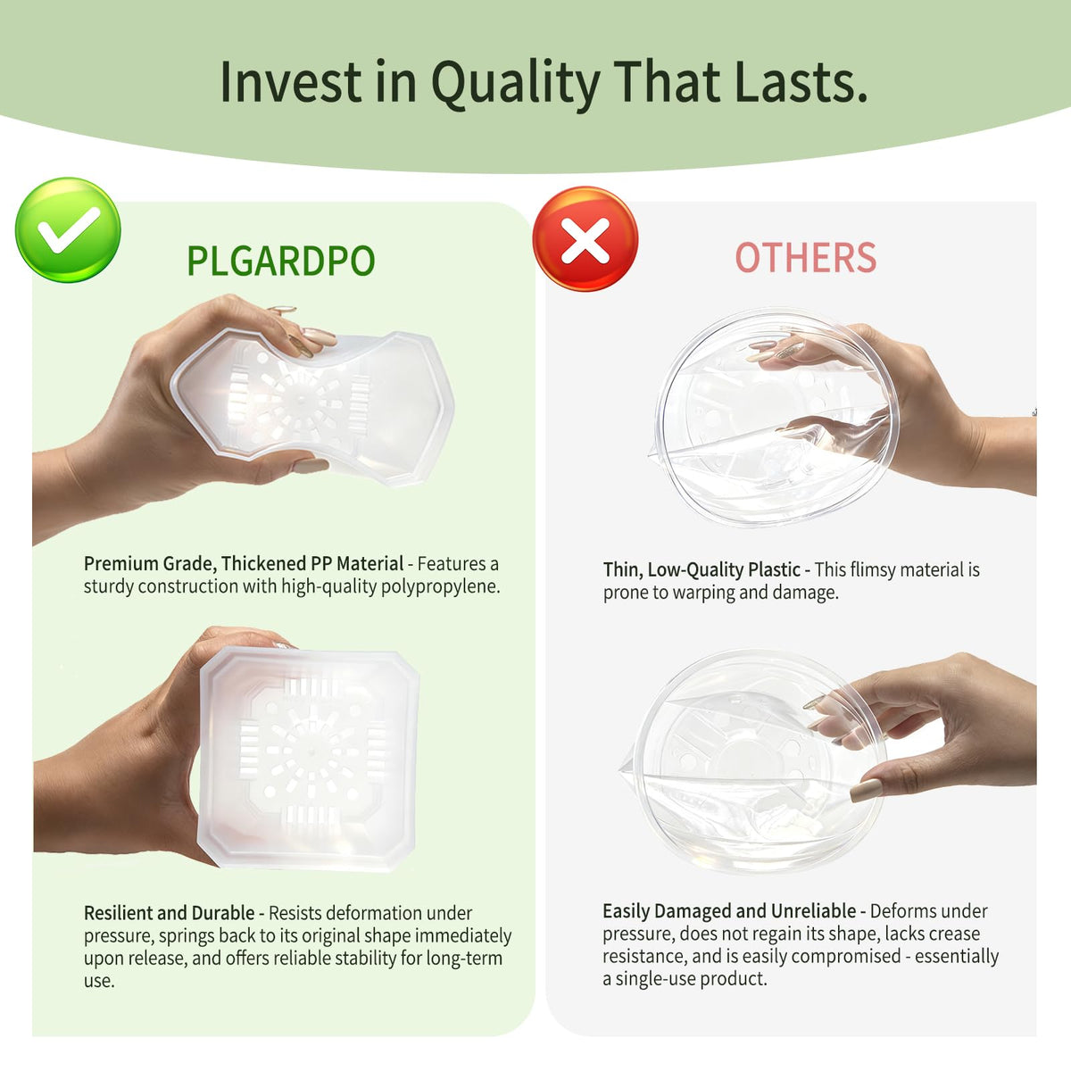 Plgardpo square seedling pot with drainage holes promotes healthy drainage and aeration.