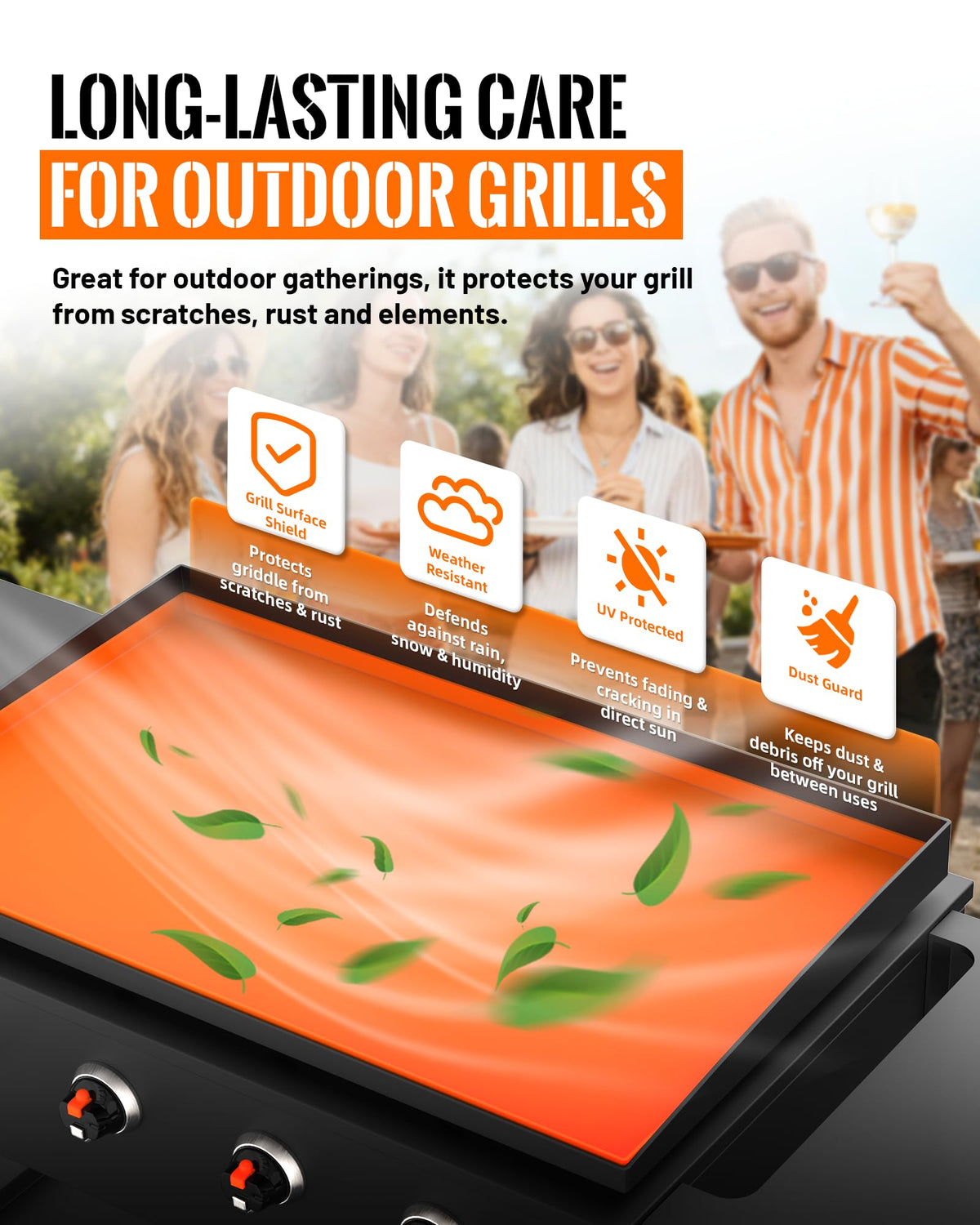 PLOSIF waterproof and dust-proof shield protects outdoor cooking area.