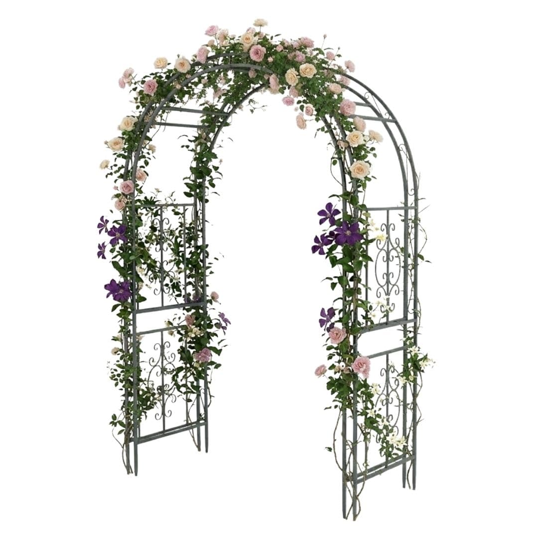 Plow & Hearth Montebello arch front view, sturdy garden entryway for climbers.