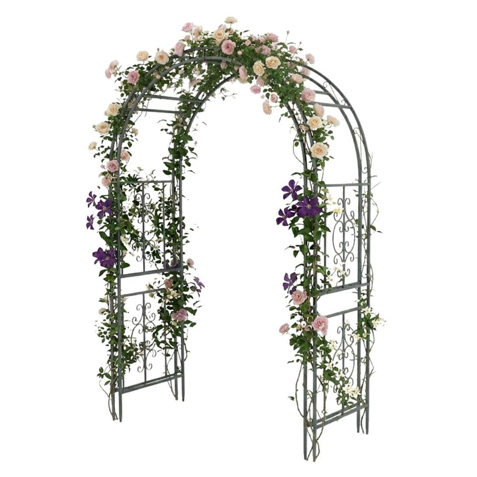 Plow & Hearth Montebello arch front view, sturdy garden entryway for climbers.