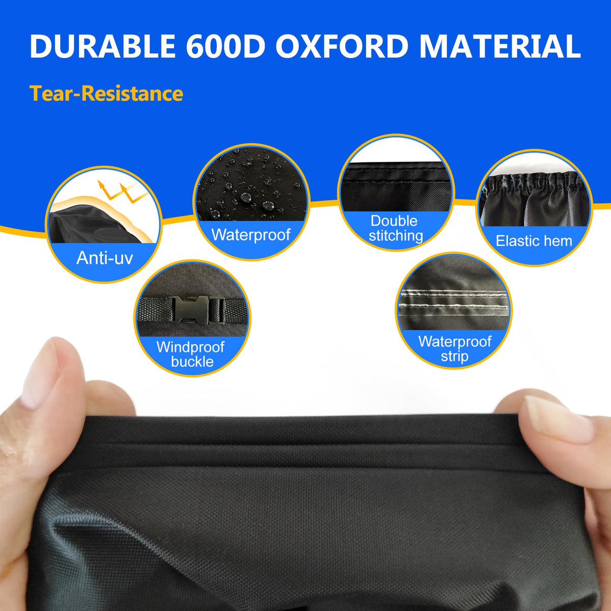 Waterproof drawstring closure seals moisture from the mower