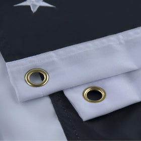 PLTCAT Nylon flag with sewn stripes and double-stitched hem for durability.
