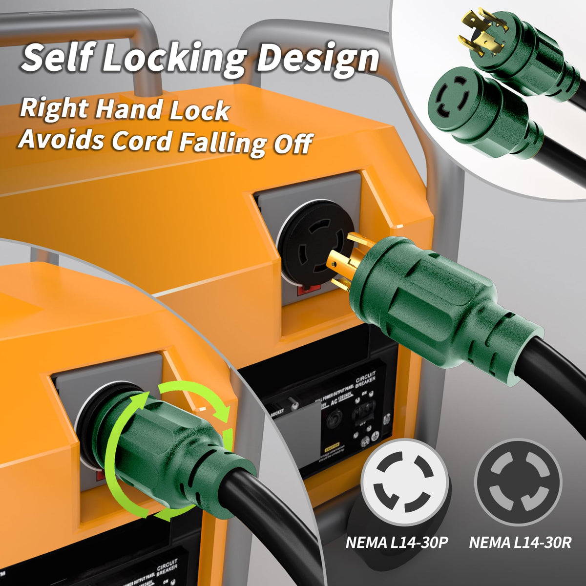 PlugSaf 25 ft length offers flexible routing and neat storage.