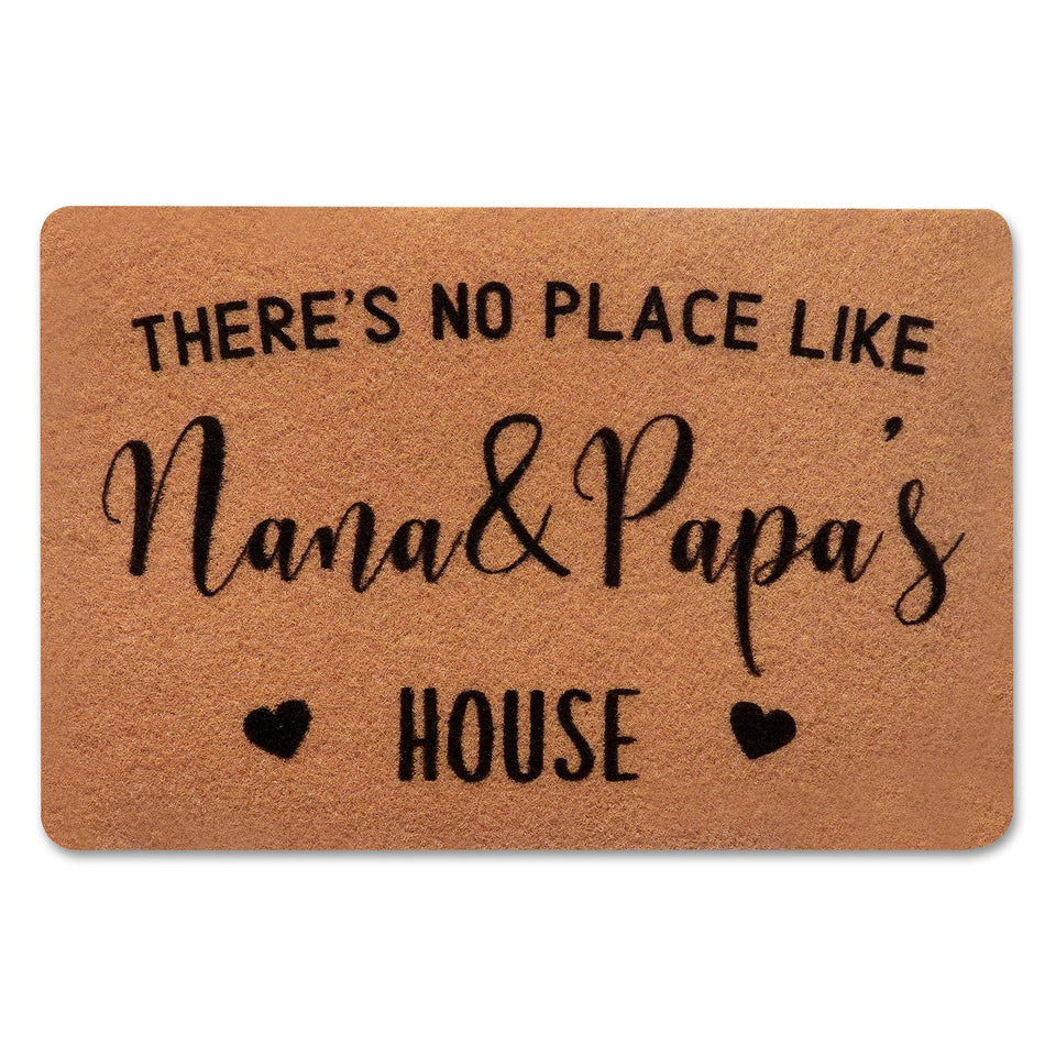 PLUJOYS nana-papa house doormat with quote welcomes guests and adds cozy curb appeal.