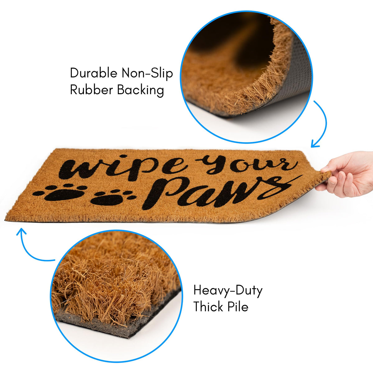 PLUS Haven Coco Coir Door Mat close-up pile highlighting dense fibers.