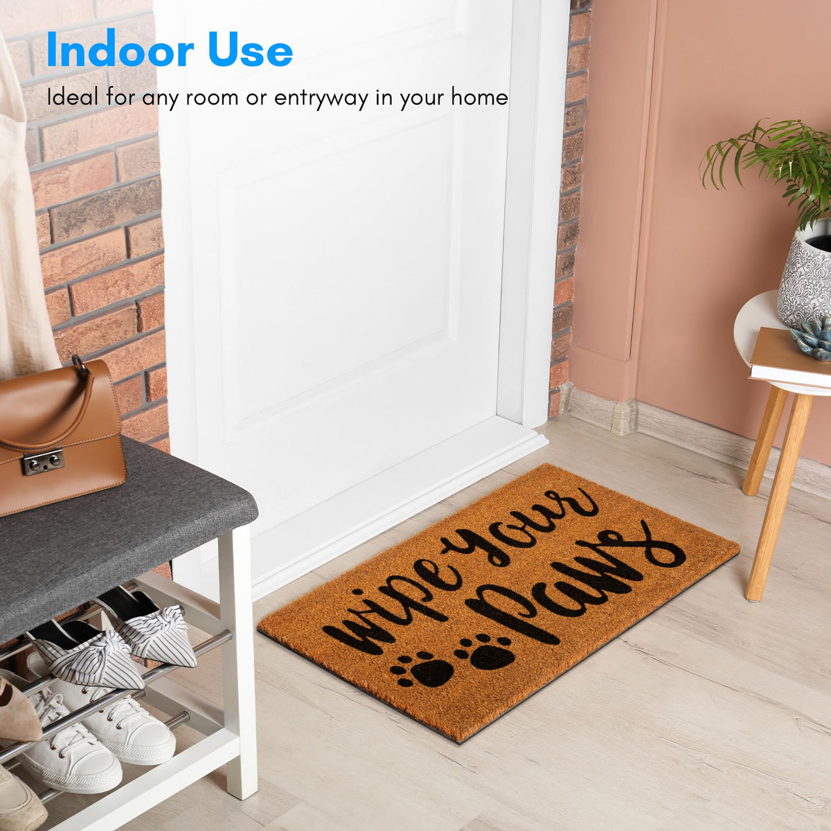 PLUS Haven Coco Coir Door Mat wipe-your-paws use for entryways.