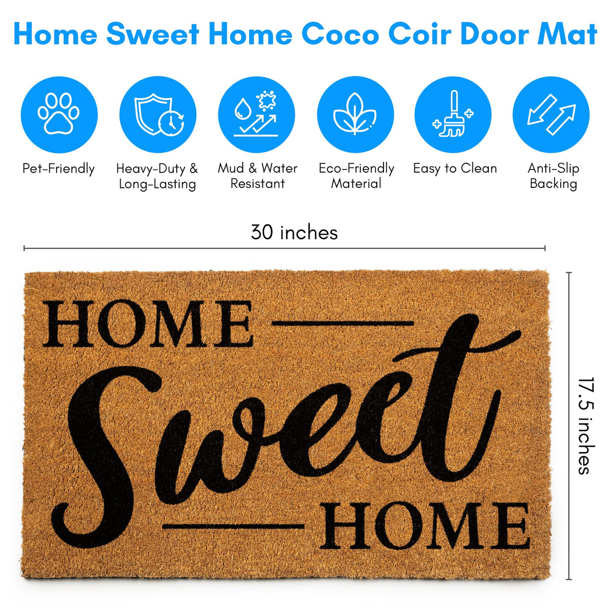 PLUS Haven door mat coir close-up reveals dense fibers that trap dirt