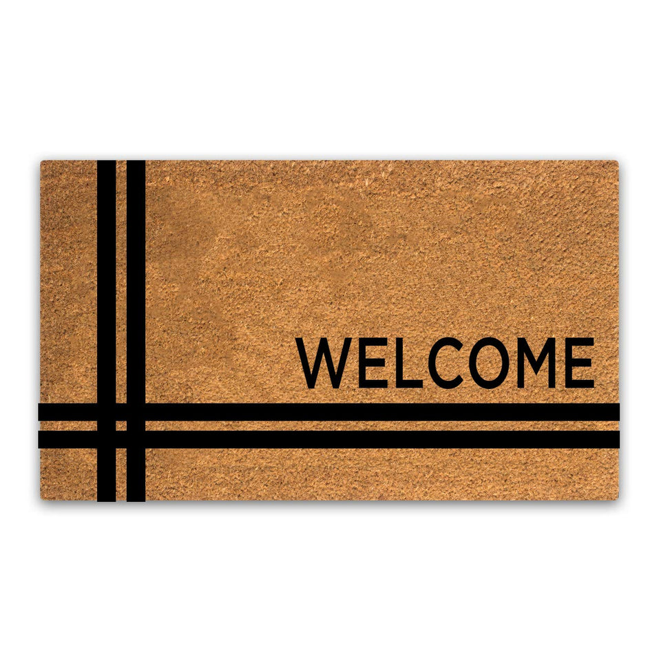 PLUS Haven Coco Coir Door Mat front closeup showing natural brown texture and dirt capture
