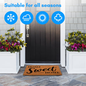 PLUS Haven door mat features home sweet home text for a welcoming touch