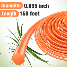 PLUSINTO nylon round trimmer line close-up highlights heavy-duty construction.