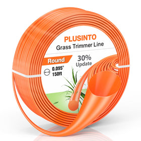 PLUSINTO orange round trimmer line spool cutting dense grass smoothly.