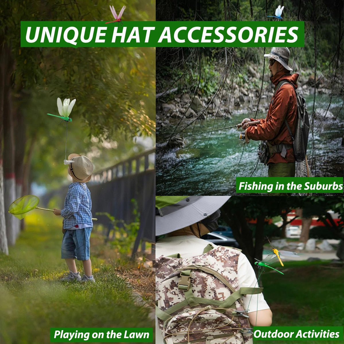 PMDYBY dragonfly clip hat attachment adds playful accessory.