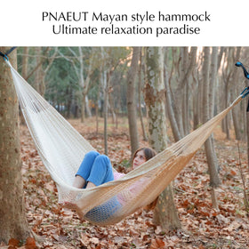 PNAEUT double-strand hammock with secure 600 lbs capacity for couples or solo lounging.