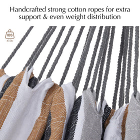 PNAEUT robust rope-eyes hammock with metal rings for secure outdoor use