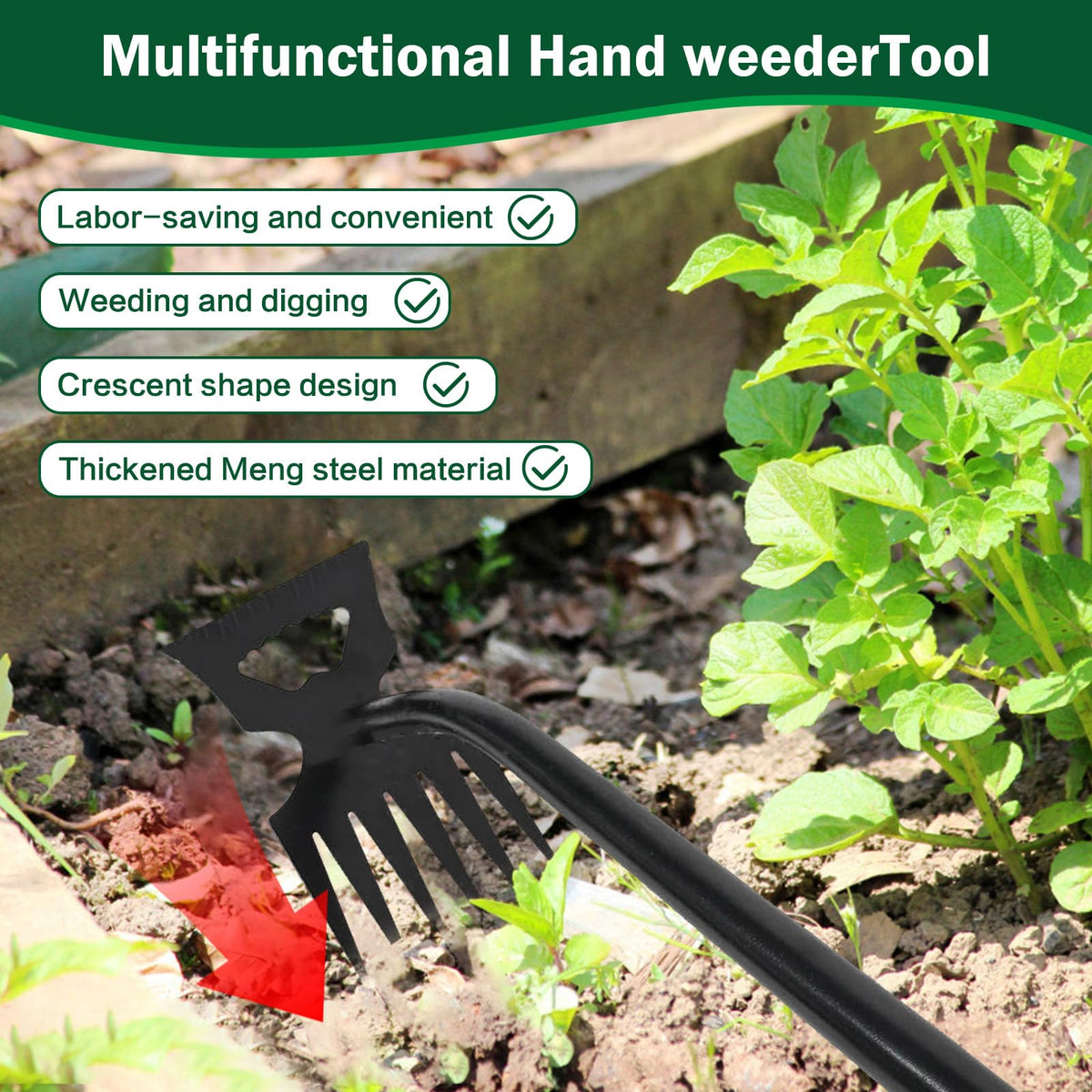 Pnylqo ergonomic handle weeder reduces wrist strain during extended use.