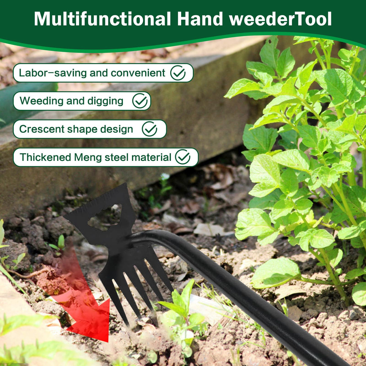 Pnylqo tool penetrates hard soil to loosen and dig efficiently.
