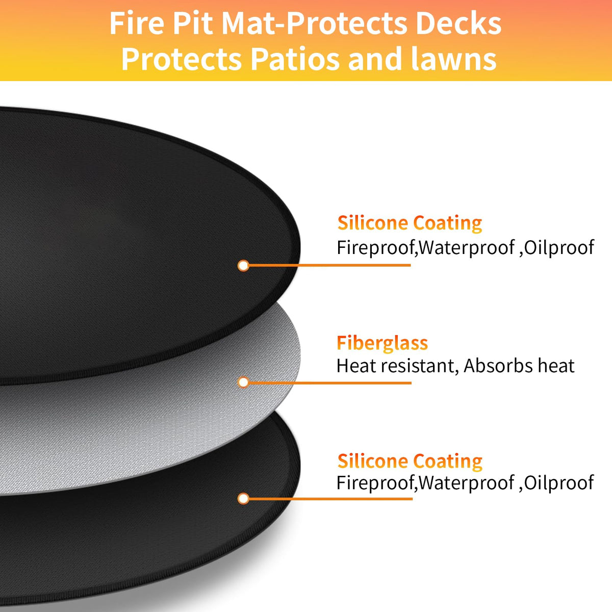 Poaoed double-sided silicone fire pit mat offers versatile protection on both sides.