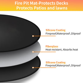 Poaoed double-sided silicone fire pit mat offers versatile protection on both sides.