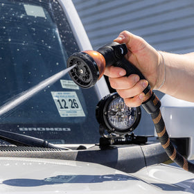 Pocket Hose 10-pattern thumb nozzle shows versatile spray options