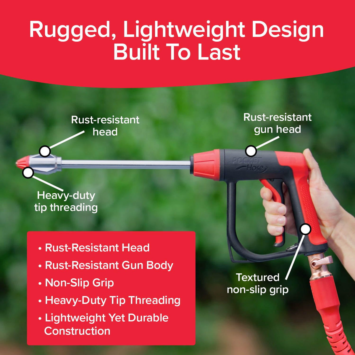 Pocket Hose Arrow Car Wash-ready setup speeds vehicle rinsing.