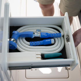 Pocket Hose includes an on/off valve for controlled flow.