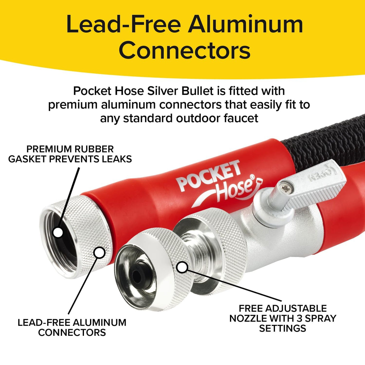 Pocket Hose Silver Bullet easy storage shrinks to pocket size after use
