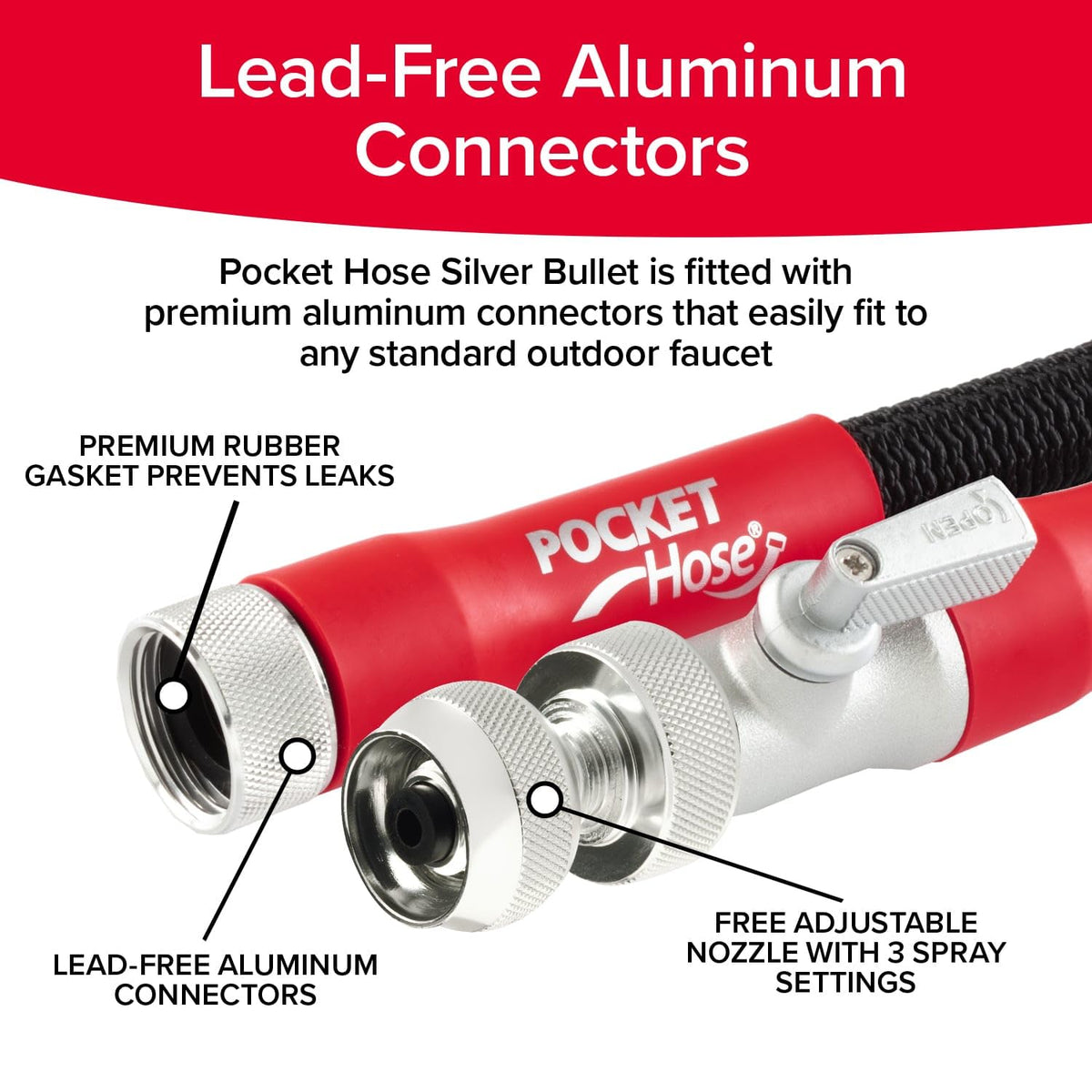 Pocket Hose Silver Bullet leak-proof construction saves water and effort