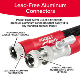 Pocket Hose Silver Bullet leak-proof construction saves water and effort
