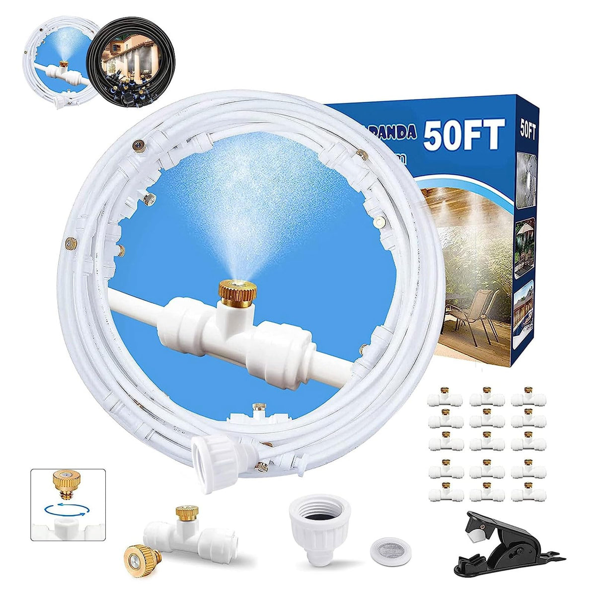 Pocket Panda misters outdoor patio setup for cooling comfort