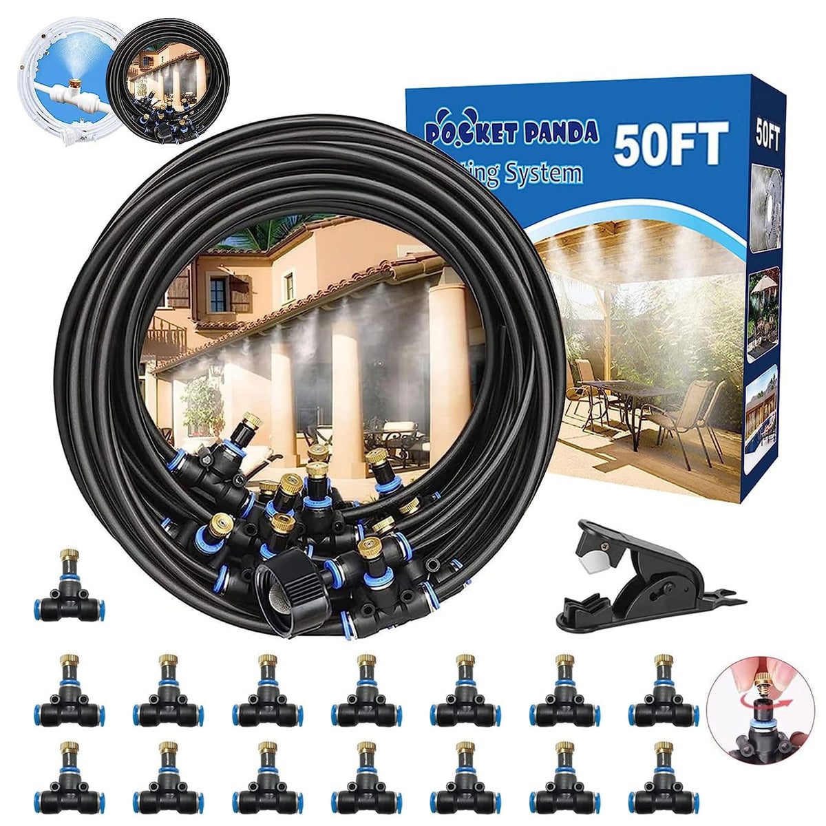 POCKET PANDA outdoor misting 50ft tubing for patio cooling