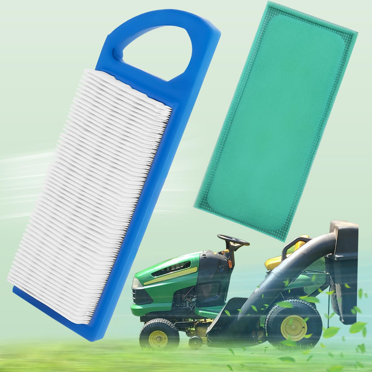Podoy 697153 air filter close-up with dense media protects mower engine