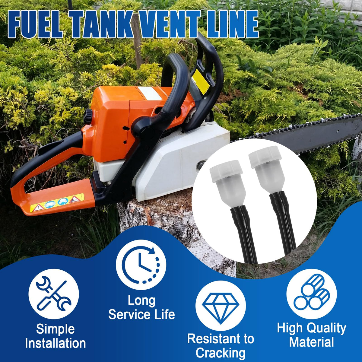 Podoy fuel tank vent line front view, STIHL compatibility for smooth operation