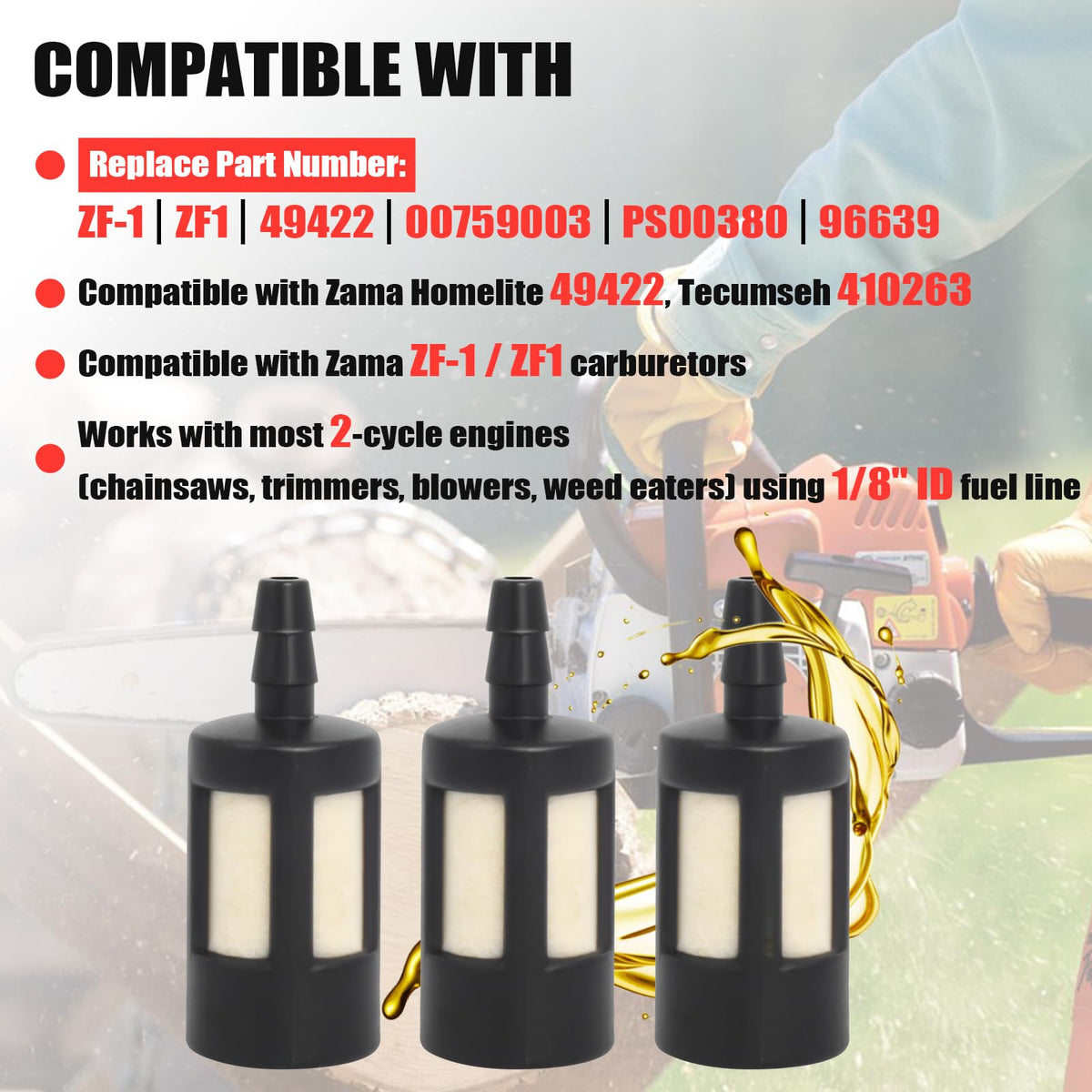 Podoy filter compatible with Stihl, Poulan, Husqvarna tools.