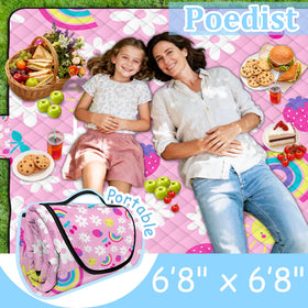 Poedist pink picnic blanket top-view pattern for stylish outdoor gatherings.
