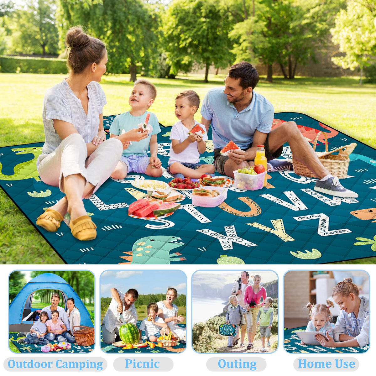Poedist blue picnic blanket padding cushions uneven ground comfortably.