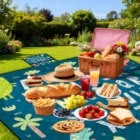 Poedist blue blanket provides a spacious area for 6-8 people.
